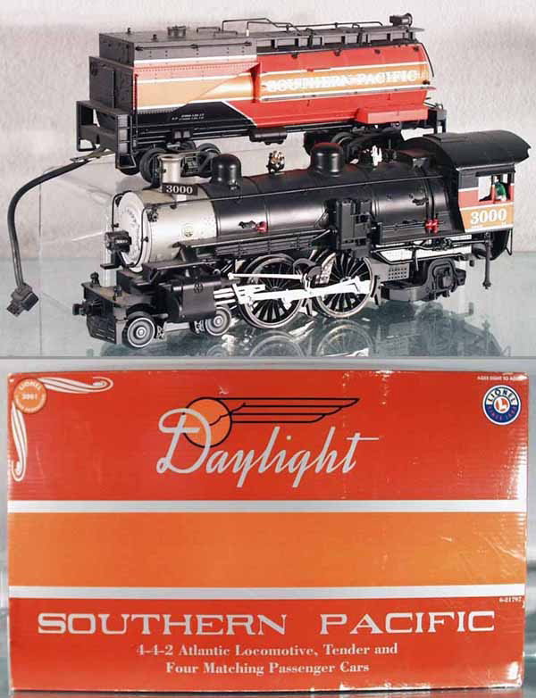 LIONEL 21797 SP DAYLIGHT TRAIN SET: O ga, 28070 SP loco & tender w/cars 39038, 39039, 39040, 39041, obs & inserts, C7-9.