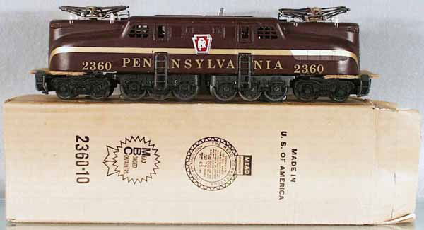 LIONEL 2360 PRR GG1: O ga, tuscan, w/decals, orig box, C6-7.