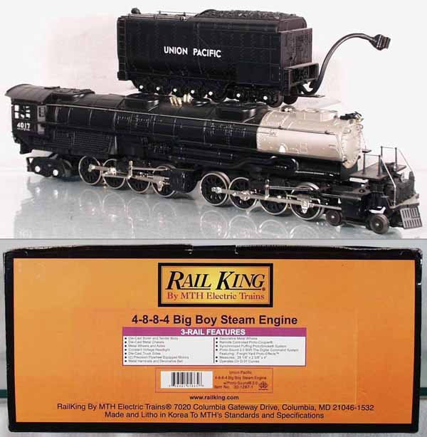 MTH 30-1287-1 UP BIG BOY LOCO & TENDER: O ga, w/sound & smoke, orig box & inserts minor wear, C9.