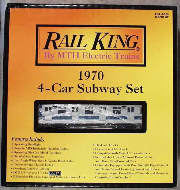 MTH 30-2122-0 1970 4-CAR SUBWAY SET: O ga, orig box & insert minor wear, C8-9.