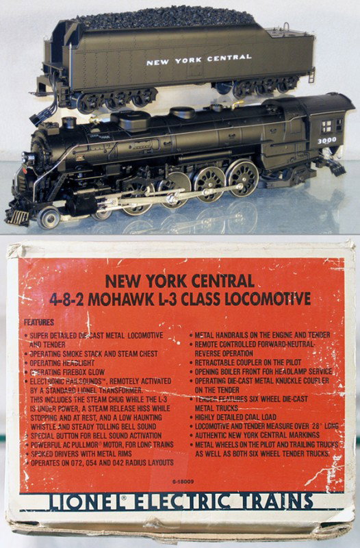 LIONEL 18009 NYC MOHAWK, LOCO & TENDER: O ga, orig box & insert minor wear, C7-8.