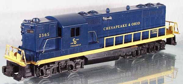 LIONEL 2365 C&O GP7 DIESEL: O ga, 3 small nicks on top of loco, C5.