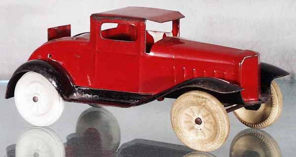 WYANDOTTE COUPE: pressed steel, 8" long, w/rumble seat, 2 rubber tires replaced, C5-6.