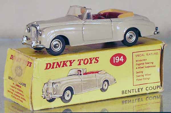 DINKY 194 BENTLEY COUPE: orig box rough, C7-8.