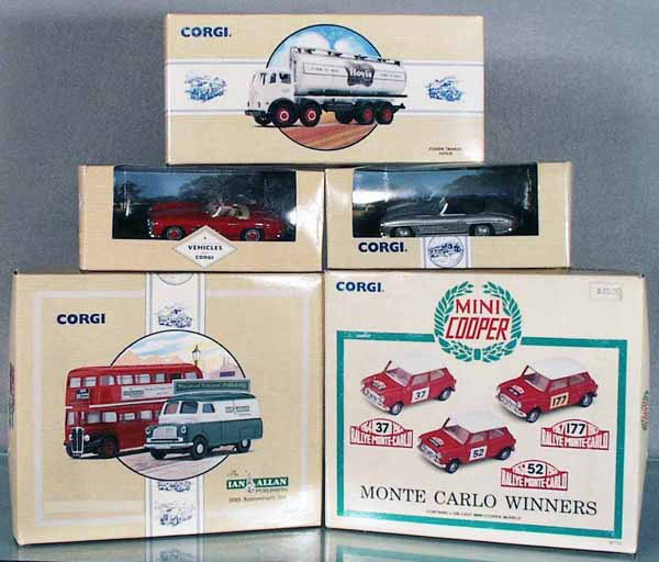 5 CORGI SETS: 979 52 Foden Hovis Tanker, 96410 & 96416 Mercedes 300SL Autos, 96995 IAN Allan Publishing Set, 97712 Mini Cooper Monte Carlo Winners, orig boxes & inserts, C9-10.