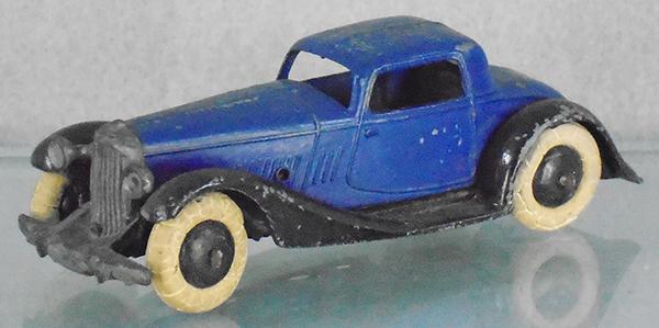DINKY 24F GRAND SPORT COUPE: blue & black, tires worn, X frame, ca 1934-40, C5.