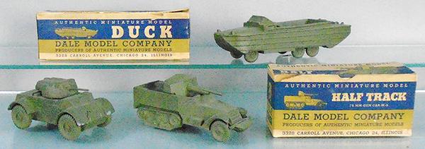 3 DALE MODEL ARMY VEHICLES (1 of 2)