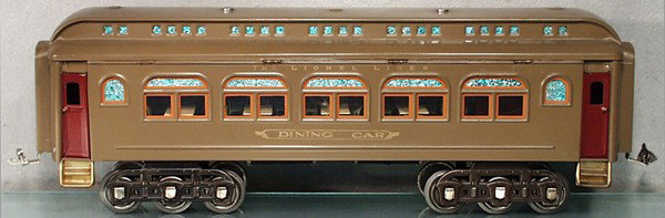 LIONEL 431 DINER: std ga, roof hinged, restored in mojave, C8.