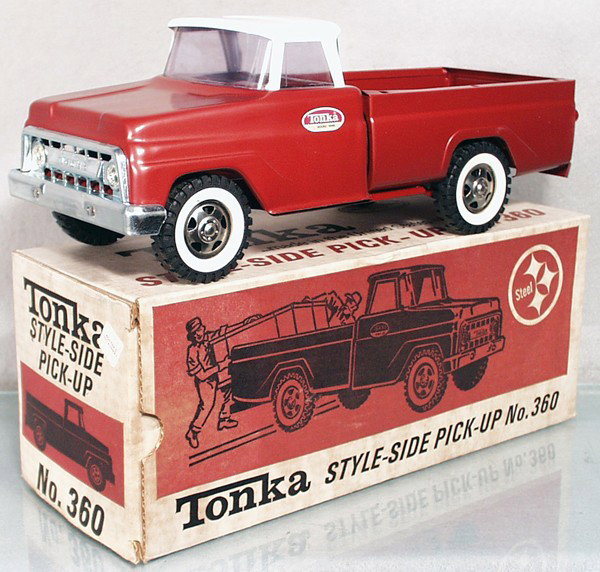 TONKA 360 STYLE-SIDE PICK UP: maroon & white, orig box, C9.
