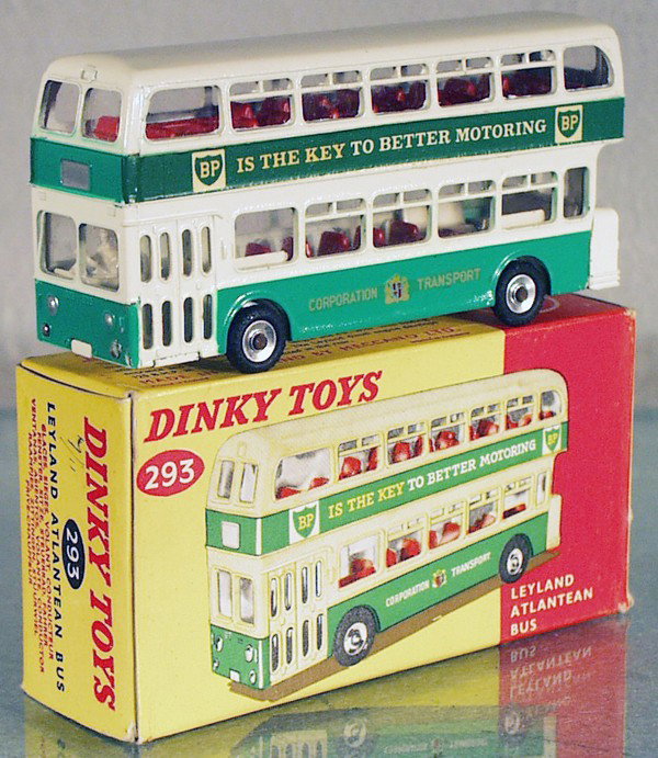 DINKY 293 LEYLAND ATLANTEAN BUS: die cast pimpling spot on 1 side, orig box minor wear, C6-7.