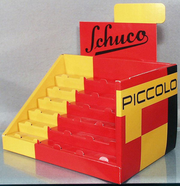 SCHUCO PICCOLO COUNTER DISPLAY: cardboard, 12" wide, C8.