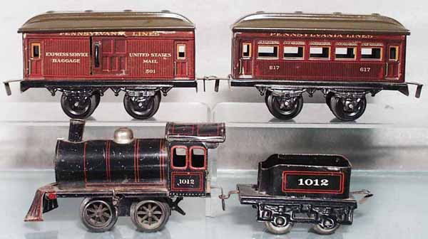 BING TRAIN SET: O ga, 1012 loco & tender, 501 baggage, 617 Pullman, C6.