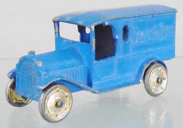 TOOTSIETOY 4630 BOGGS & BUHL STORE VAN: blue, paint chipped on roof, C7.