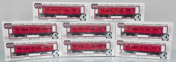 PROTO 1000 30300 RED BIRD NYC SUBWAY SET: HO ga, 2-rail, 2 #6652 power cars, 2 #6827, 2 #6508, 2 #6868 unpowered cars, orig boxes & inserts, 2 are sealed, C9-10.