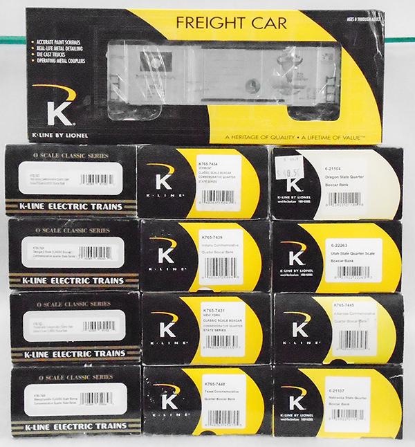 13 K-LINE COMMEMORATIVE QUARTER STATE BANK BOX CARS (1 of 1)