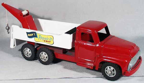 BUDDY L REPAIR-IT WRECKER: painted pressed steel, 21" long, w/tools & tool box, professional restoration, C9.
