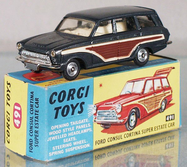 CORGI 491 FORD CONSUL ESTATE: gray, orig box, C9.