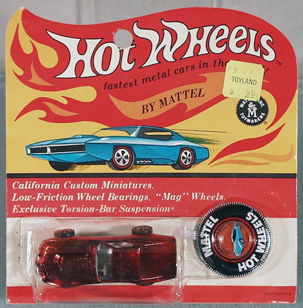 HOT WHEELS CUSTOM CORVETTE: red, dated 1969, sealed on orig card, C10.