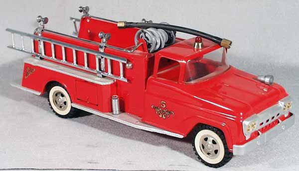 TONKA 46 SUBURBAN PUMPER: painted pressed steel, 17 1/2" long, professional restoration, C9.