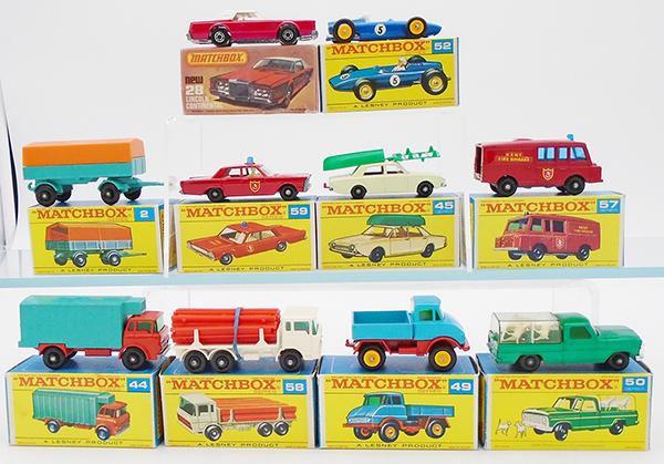 10 MATCHBOX VEHICLES: 28C2, 52B5, 2D1, 59B3, 45B2, 57C3, 44C1, 58C1, 49B2, 50C4, orig boxes minor wear, C8-9.