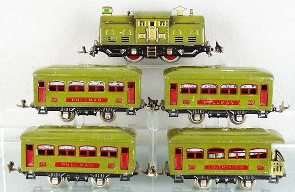 LIONEL TRAIN SET: O ga, 252 loco, 3 #529 Pullmans, 530 obsv, C5-6.
