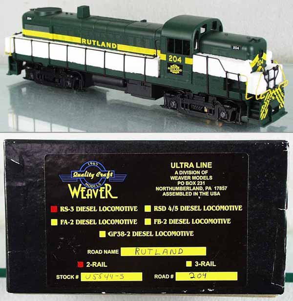 WEAVER U5544-S RUTLAND DIESEL: O ga, 2-rail, orig box & insert, C9.