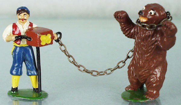 TIMPO GYPSY MUSICIAN W/DANCING BEAR: die cast, C7-8.