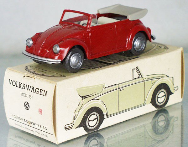 WIKING 151 VOLKSWAGEN BEETLE: plastic, 4" long, orig box, C9-10.