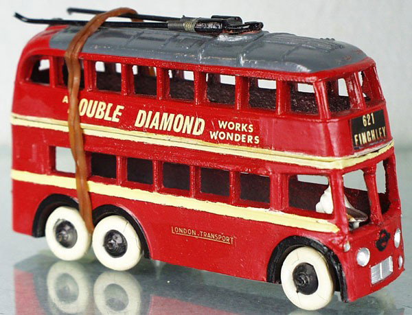 TAYLOR & BARRETT 204 TROLLEY BUS: die cast, driver-only version, w/repainted sections, C7.