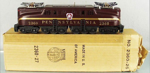 LIONEL 2360 PRR GG1: O ga, solid stripe, twin motor, orig box & insert minor wear, C8-9.