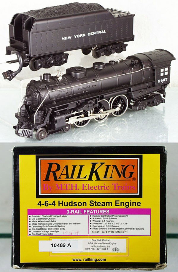 MTH RAIL KING 30-1198-1 NYC HUDSON LOCO & TENDER: O ga, w/sound & smoke, orig box & insert minor wear, C9-10.