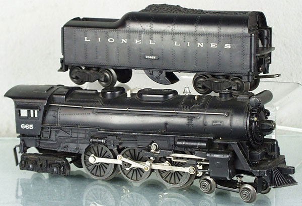 LIONEL 665 LOCO & TENDER: O ga, w/2046W tender, C6.