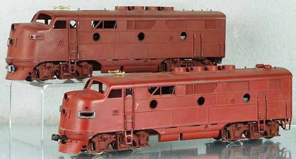 ALL-NATION F3 DIESELS: O ga, 2-rail, powered, 13" long, die cast in primer, C6.
