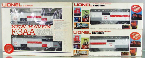 LIONEL NEW HAVEN F3 ABBA DIESEL SET: O ga, 8851, 8852 A units, 2 #8864 B units, orig boxes & inserts worn, C9-10.