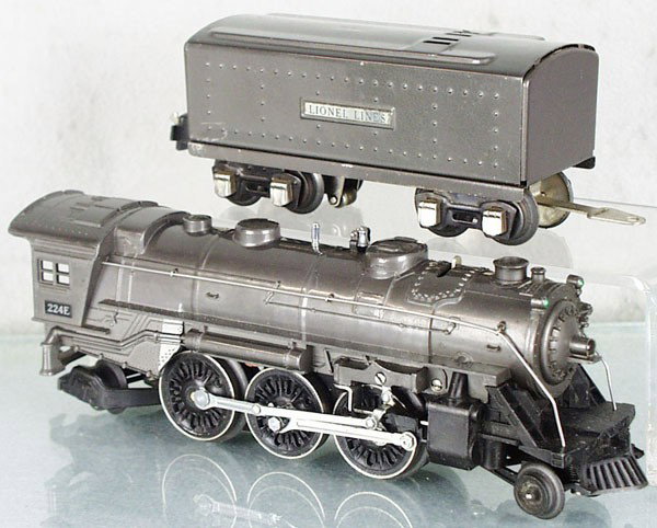LIONEL 224E LOCO & TENDER: O ga, w/2689 tender, gunmetal, C6-7.