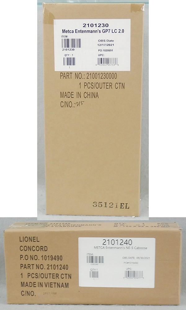 LIONEL METCA ENTENMANNS SET: O ga, Entenmanns GP7 loco w/NE5 caboose, factory sealed in shipping carton, C10.