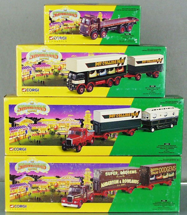 4 CORGI CLASSIC CIRCUS TRUCKS: 2401, 09901, 16502, 15901, orig boxes minor wear, C9-10.
