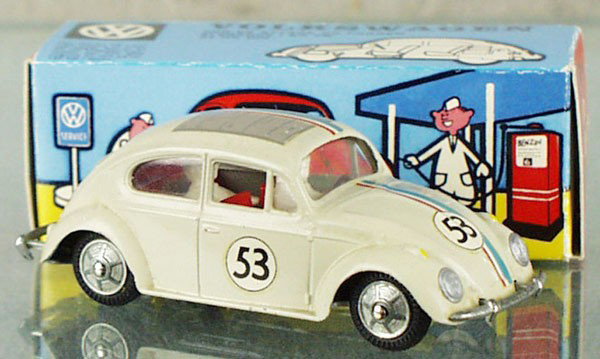 TEKNO 819 VW LOVE BUG: off white Volkswagen Beetle w/#53 decals from Disney Herbie the Love Bug movie, orig box minor wear, C9.
