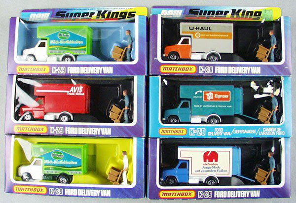 6 MATCHBOX SUPER KING K29 TRUCKS: all different, orig boxes minor wear, C9-10.
