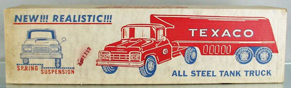 BUDDY L 5403E TEXACO TRUCK: painted pressed steel, 23" long, sealed in orig box, box has minor wear, C10.