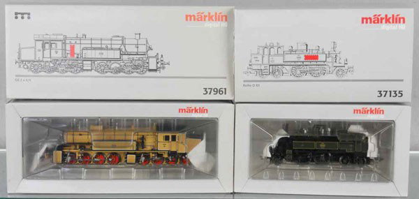 2 MARKLIN LOCOS: HO ga, 37961 & 37135 Bavarian tank locos, orig boxes & inserts minor wear, C9-10.