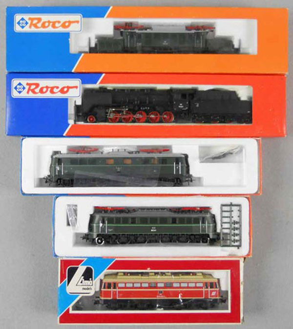 ROCO & LIMA AUSTRIAN LOCOS: HO ga, 2-rail, Roco 04141F, 43485, 43516 & 43289, Lima 20 8190L, orig boxes minor wear, C8-9.