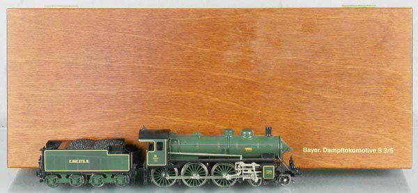 TRIX MANGOLD TMN 22502 LOCO & TENDER: HO ga, 2-rail, K. Bay St, S 3/5, w/orig wooden box & insert, C9.