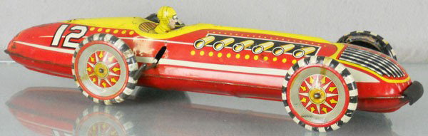 MARX RACER: litho tin, windup working, chips on tail, 16 1/2" long, C5-6.