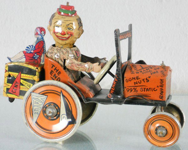 MARX COLLEGIATE WHOOPEE CAR: litho tin, windup working, 7 1/2" long, C7-8.