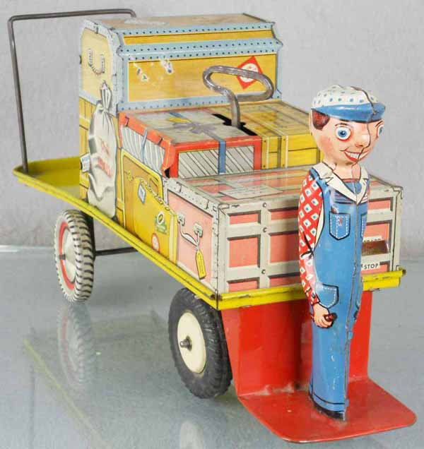 UNIQUE ART FINNEGAN THE PORTER: litho tin, windup working, 13 1/2" long, C6.