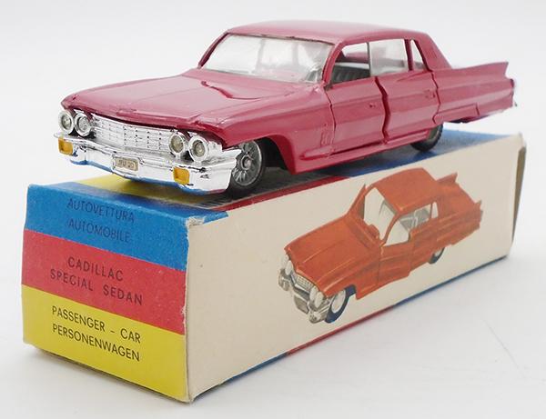 POLITOYS 69 CADILLAC SPECIAL SEDAN: red, plastic, orig box minor wear, C8-9.