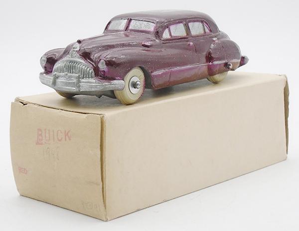 NATIONAL PRODUCTS 1948 BUICK SUPER PROMO: wine red, old touch up spots, dealer imprint on roof, orig box minor wear, C8-9.