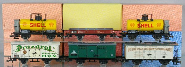 6 ETS FREIGHT CARS: O ga, 411, 441, 462, 452, 432, 462, orig boxes, C9.