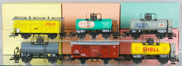 6 ETS FREIGHT CARS: O ga, 431, 464, 462, 471, 453, 461, orig boxes, C9.